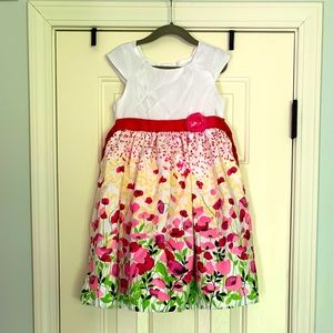 Cherokee | Formal White and Pink Flowered Dress | Size 5